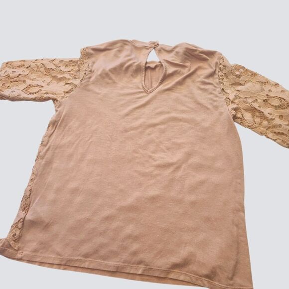 Art Class Top Lace Med Sleeves Pullover Soft Dusty Rose Sz XL 14 16 - Picture 9 of 12